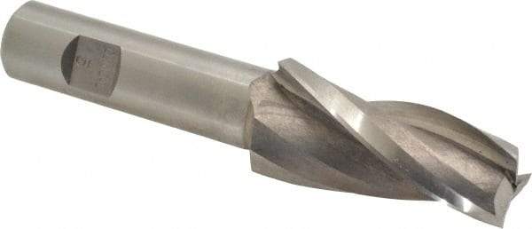 Made in USA - 5° Taper Angle per Side, 3/4" Small End Diam, 2-1/4" LOC, High Speed Steel 3 Flute Tapered Square End Mill - 4-3/4" OAL, 3/4" Shank Diam, Spiral Flute - Eagle Tool & Supply
