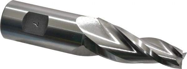Made in USA - 7° Taper Angle per Side, 1/2" Small End Diam, 2-1/4" LOC, High Speed Steel 3 Flute Tapered Square End Mill - 4-3/4" OAL, 1" Shank Diam, Spiral Flute - Eagle Tool & Supply