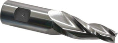 Made in USA - 7° Taper Angle per Side, 1/2" Small End Diam, 2-1/4" LOC, High Speed Steel 3 Flute Tapered Square End Mill - 4-3/4" OAL, 1" Shank Diam, Spiral Flute - Eagle Tool & Supply