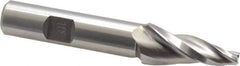 Made in USA - 10° Taper Angle per Side, 3/16" Small End Diam, 1-1/4" LOC, High Speed Steel 3 Flute Tapered Square End Mill - 3-1/4" OAL, 1/2" Shank Diam, Spiral Flute - Eagle Tool & Supply