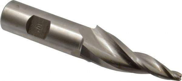 Made in USA - 10° Taper Angle per Side, 3/16" Small End Diam, 2-1/4" LOC, High Speed Steel 3 Flute Tapered Square End Mill - 4-1/2" OAL, 3/4" Shank Diam, Spiral Flute - Eagle Tool & Supply