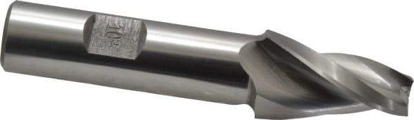 Made in USA - 10° Taper Angle per Side, 3/8" Small End Diam, 1-1/4" LOC, High Speed Steel 3 Flute Tapered Square End Mill - 3-3/8" OAL, 5/8" Shank Diam, Spiral Flute - Eagle Tool & Supply