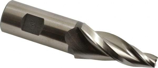 Made in USA - 10° Taper Angle per Side, 3/8" Small End Diam, 2-1/4" LOC, High Speed Steel 3 Flute Tapered Square End Mill - 4-5/8" OAL, 1" Shank Diam, Spiral Flute - Eagle Tool & Supply