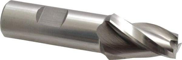 Made in USA - 10° Taper Angle per Side, 1/2" Small End Diam, 1-1/4" LOC, High Speed Steel 3 Flute Tapered Square End Mill - 3-1/2" OAL, 3/4" Shank Diam, Spiral Flute - Eagle Tool & Supply