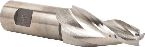 Made in USA - 10° Taper Angle per Side, 1/2" Small End Diam, 2-1/4" LOC, High Speed Steel 3 Flute Tapered Square End Mill - 4-3/4" OAL, 1" Shank Diam, Spiral Flute - Eagle Tool & Supply