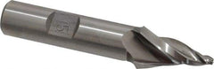 Made in USA - 15° Taper Angle per Side, 3/32" Small End Diam, 1" LOC, High Speed Steel 3 Flute Tapered Square End Mill - 3" OAL, 1/2" Shank Diam, Spiral Flute - Eagle Tool & Supply