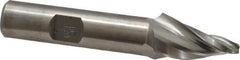 Made in USA - 15° Taper Angle per Side, 1/8" Small End Diam, 1" LOC, High Speed Steel 3 Flute Tapered Square End Mill - 3" OAL, 1/2" Shank Diam, Spiral Flute - Eagle Tool & Supply