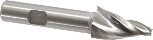 Made in USA - 15° Taper Angle per Side, 3/16" Small End Diam, 1-1/4" LOC, High Speed Steel 3 Flute Tapered Square End Mill - 3-1/4" OAL, 1/2" Shank Diam - Eagle Tool & Supply