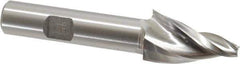 Made in USA - 15° Taper Angle per Side, 3/16" Small End Diam, 1-1/4" LOC, High Speed Steel 3 Flute Tapered Square End Mill - 3-1/4" OAL, 1/2" Shank Diam - Eagle Tool & Supply