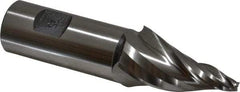 Made in USA - 15° Taper Angle per Side, 3/16" Small End Diam, 2" LOC, High Speed Steel 3 Flute Tapered Square End Mill - 4-1/2" OAL, 1" Shank Diam, Spiral Flute - Eagle Tool & Supply