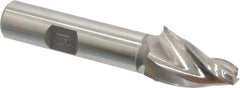 Made in USA - 15° Taper Angle per Side, 1/4" Small End Diam, 1" LOC, High Speed Steel 3 Flute Tapered Square End Mill - 3" OAL, 1/2" Shank Diam, Spiral Flute - Eagle Tool & Supply