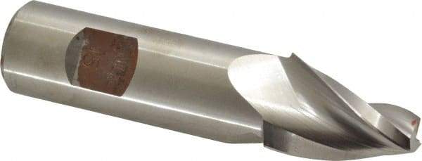 Made in USA - 15° Taper Angle per Side, 5/16" Small End Diam, 1" LOC, High Speed Steel 3 Flute Tapered Square End Mill - 3-1/4" OAL, 3/4" Shank Diam, Spiral Flute - Eagle Tool & Supply