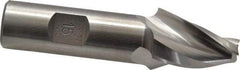 Made in USA - 15° Taper Angle per Side, 3/8" Small End Diam, 1-1/4" LOC, High Speed Steel 3 Flute Tapered Square End Mill - 3-1/2" OAL, 3/4" Shank Diam, Spiral Flute - Eagle Tool & Supply