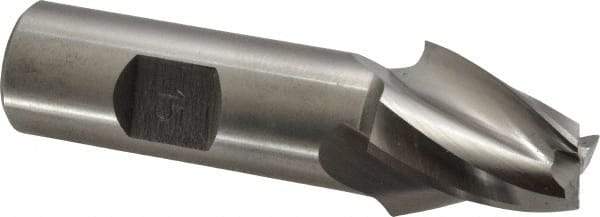 Made in USA - 15° Taper Angle per Side, 1/2" Small End Diam, 1" LOC, High Speed Steel 3 Flute Tapered Square End Mill - 3-1/4" OAL, 3/4" Shank Diam, Spiral Flute - Eagle Tool & Supply