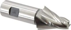 Made in USA - 15° Taper Angle per Side, 1/2" Small End Diam, 1-3/4" LOC, High Speed Steel 4 Flute Tapered Square End Mill - 4-1/4" OAL, 1" Shank Diam, Spiral Flute - Eagle Tool & Supply