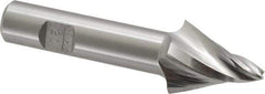 Made in USA - 20° Taper Angle per Side, 1/8" Small End Diam, 1" LOC, High Speed Steel 4 Flute Tapered Square End Mill - 3" OAL, 1/2" Shank Diam, Spiral Flute - Eagle Tool & Supply