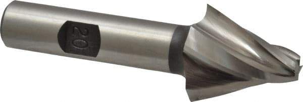 Made in USA - 20° Taper Angle per Side, 1/4" Small End Diam, 1" LOC, High Speed Steel 4 Flute Tapered Square End Mill - 3" OAL, 1/2" Shank Diam, Spiral Flute - Eagle Tool & Supply