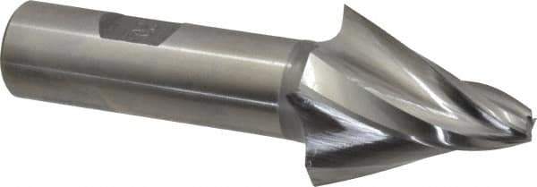 Made in USA - 20° Taper Angle per Side, 1/4" Small End Diam, 1-1/2" LOC, High Speed Steel 4 Flute Tapered Square End Mill - 3-7/8" OAL, 3/4" Shank Diam, Spiral Flute - Eagle Tool & Supply