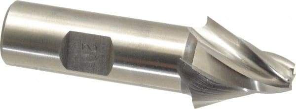 Made in USA - 20° Taper Angle per Side, 5/16" Small End Diam, 1" LOC, High Speed Steel 4 Flute Tapered Square End Mill - 3-3/8" OAL, 3/4" Shank Diam, Spiral Flute - Eagle Tool & Supply