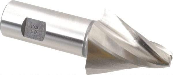 Made in USA - 20° Taper Angle per Side, 3/8" Small End Diam, 2" LOC, High Speed Steel 4 Flute Tapered Square End Mill - 4-1/2" OAL, 1" Shank Diam, Spiral Flute - Eagle Tool & Supply