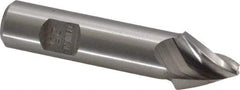 Made in USA - 25° Taper Angle per Side, 1/8" Small End Diam, 1/2" LOC, High Speed Steel 3 Flute Tapered Square End Mill - 2-1/2" OAL, 1/2" Shank Diam, Spiral Flute - Eagle Tool & Supply