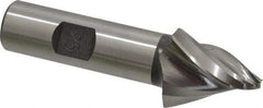 Made in USA - 25° Taper Angle per Side, 1/8" Small End Diam, 1" LOC, High Speed Steel 3 Flute Tapered Square End Mill - 3" OAL, 5/8" Shank Diam, Spiral Flute - Eagle Tool & Supply