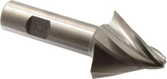 Made in USA - 25° Taper Angle per Side, 1/4" Small End Diam, 1-1/2" LOC, High Speed Steel 4 Flute Tapered Square End Mill - 3-3/4" OAL, 3/4" Shank Diam, Spiral Flute - Eagle Tool & Supply
