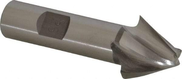 Made in USA - 25° Taper Angle per Side, 5/16" Small End Diam, 3/4" LOC, High Speed Steel 4 Flute Tapered Square End Mill - 3" OAL, 5/8" Shank Diam, Spiral Flute - Eagle Tool & Supply