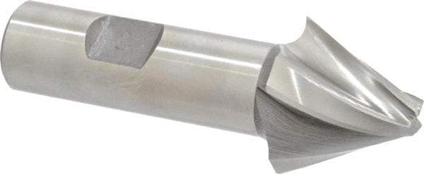 Made in USA - 25° Taper Angle per Side, 5/16" Small End Diam, 1" LOC, High Speed Steel 4 Flute Tapered Square End Mill - 3-3/8" OAL, 3/4" Shank Diam, Spiral Flute - Eagle Tool & Supply