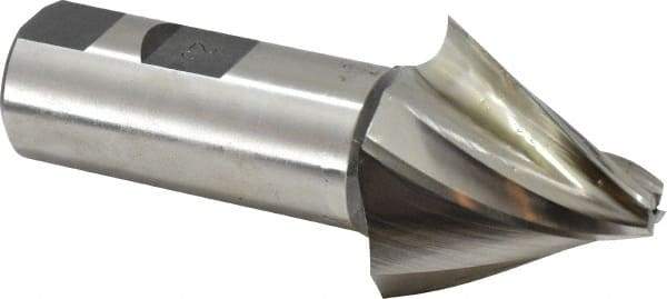 Made in USA - 25° Taper Angle per Side, 5/16" Small End Diam, 1-1/2" LOC, High Speed Steel 4 Flute Tapered Square End Mill - 4" OAL, 1" Shank Diam, Spiral Flute - Eagle Tool & Supply