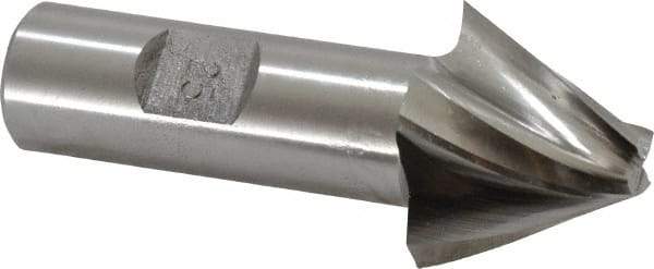 Made in USA - 25° Taper Angle per Side, 3/8" Small End Diam, 1" LOC, High Speed Steel 4 Flute Tapered Square End Mill - 3-1/4" OAL, 3/4" Shank Diam, Spiral Flute - Eagle Tool & Supply