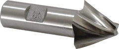 Made in USA - 25° Taper Angle per Side, 3/8" Small End Diam, 1" LOC, High Speed Steel 4 Flute Tapered Square End Mill - 3-1/4" OAL, 3/4" Shank Diam, Spiral Flute - Eagle Tool & Supply