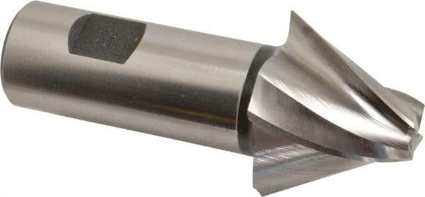 Made in USA - 25° Taper Angle per Side, 1/2" Small End Diam, 1-1/4" LOC, High Speed Steel 4 Flute Tapered Square End Mill - 3-3/4" OAL, 1" Shank Diam, Spiral Flute - Eagle Tool & Supply
