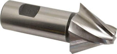 Made in USA - 25° Taper Angle per Side, 1/2" Small End Diam, 1-1/4" LOC, High Speed Steel 4 Flute Tapered Square End Mill - 3-3/4" OAL, 1" Shank Diam, Spiral Flute - Eagle Tool & Supply