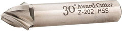 Made in USA - 30° Taper Angle per Side, 1/8" Small End Diam, 1/2" LOC, High Speed Steel 4 Flute Tapered Square End Mill - 2-1/2" OAL, 1/2" Shank Diam, Spiral Flute - Eagle Tool & Supply