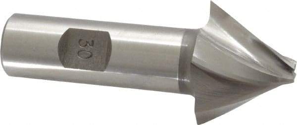 Made in USA - 30° Taper Angle per Side, 1/4" Small End Diam, 1" LOC, High Speed Steel 4 Flute Tapered Square End Mill - 3-1/4" OAL, 3/4" Shank Diam, Spiral Flute - Eagle Tool & Supply