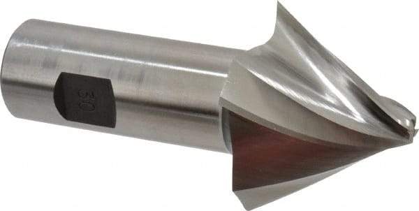 Made in USA - 30° Taper Angle per Side, 1/4" Small End Diam, 1-1/2" LOC, High Speed Steel 4 Flute Tapered Square End Mill - 4-1/8" OAL, 1" Shank Diam, Spiral Flute - Eagle Tool & Supply