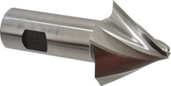 Made in USA - 30° Taper Angle per Side, 1/4" Small End Diam, 1-1/2" LOC, High Speed Steel 4 Flute Tapered Square End Mill - 4-1/8" OAL, 1" Shank Diam, Spiral Flute - Eagle Tool & Supply