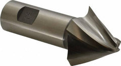 Made in USA - 30° Taper Angle per Side, 3/8" Small End Diam, 1-1/4" LOC, High Speed Steel 4 Flute Tapered Square End Mill - 3-3/4" OAL, 1" Shank Diam, Spiral Flute - Eagle Tool & Supply