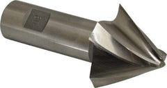 Made in USA - 30° Taper Angle per Side, 3/8" Small End Diam, 1-1/2" LOC, High Speed Steel 4 Flute Tapered Square End Mill - 4" OAL, 1" Shank Diam, Spiral Flute - Eagle Tool & Supply