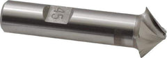 Made in USA - 45° Taper Angle per Side, 1/8" Small End Diam, 5/16" LOC, High Speed Steel 4 Flute Tapered Square End Mill - 2-1/2" OAL, 1/2" Shank Diam, Spiral Flute - Eagle Tool & Supply