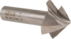 Made in USA - 45° Taper Angle per Side, 1/8" Small End Diam, 3/4" LOC, High Speed Steel 4 Flute Tapered Square End Mill - 3" OAL, 5/8" Shank Diam, Spiral Flute - Eagle Tool & Supply