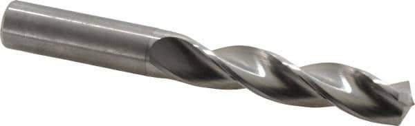 Kennametal - 5/8" 130° Solid Carbide Jobber Drill - Bright Finish, Right Hand Cut, Spiral Flute, Straight Shank, 5.24" OAL, Standard Point - Eagle Tool & Supply