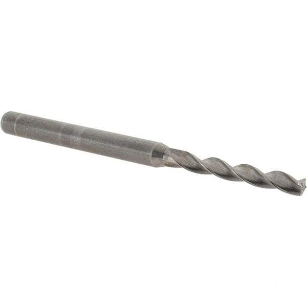 Kennametal - 9/64" 130° Solid Carbide Jobber Drill - Bright Finish, Right Hand Cut, Spiral Flute, Straight Shank, 2.6" OAL, Standard Point - Eagle Tool & Supply