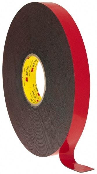 3M - 1" x 36 Yd Acrylic Adhesive Double Sided Tape - 45 mil Thick, Black, Acrylic Foam Liner, Continuous Roll, Series 5952 - Eagle Tool & Supply