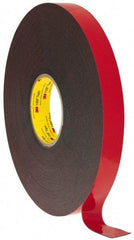 3M - 1" x 36 Yd Acrylic Adhesive Double Sided Tape - 45 mil Thick, Black, Acrylic Foam Liner, Continuous Roll, Series 5952 - Eagle Tool & Supply