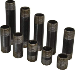 B&K Mueller - 60 Piece, 1" Pipe, Black Finished Steel Pipe Nipple Set - Schedule 40, (6) Close, (6) 2, (6) 2-1/2, (6) 3, (6) 3-1/2, (6) 4, (6) 4-1/2, (6) 5, (6) 5-1/2, (6) 6 - Eagle Tool & Supply