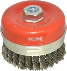 Value Collection - 4" Diam, 5/8-11 Threaded Arbor, Steel Fill Cup Brush - 0.0314 Wire Diam, 8,500 Max RPM - Eagle Tool & Supply