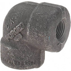 Made in USA - Size 1/8", Class 3,000, Forged Carbon Steel Black Pipe 90° Elbow - 3,000 psi, Threaded End Connection - Eagle Tool & Supply