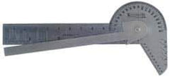 SPI - 4" Combination Square Set - 1/32 & 1/64" (English/Metric) Graduation, Stainless Steel Blade, Stainless Steel Center, Protractor & Square Head - Eagle Tool & Supply